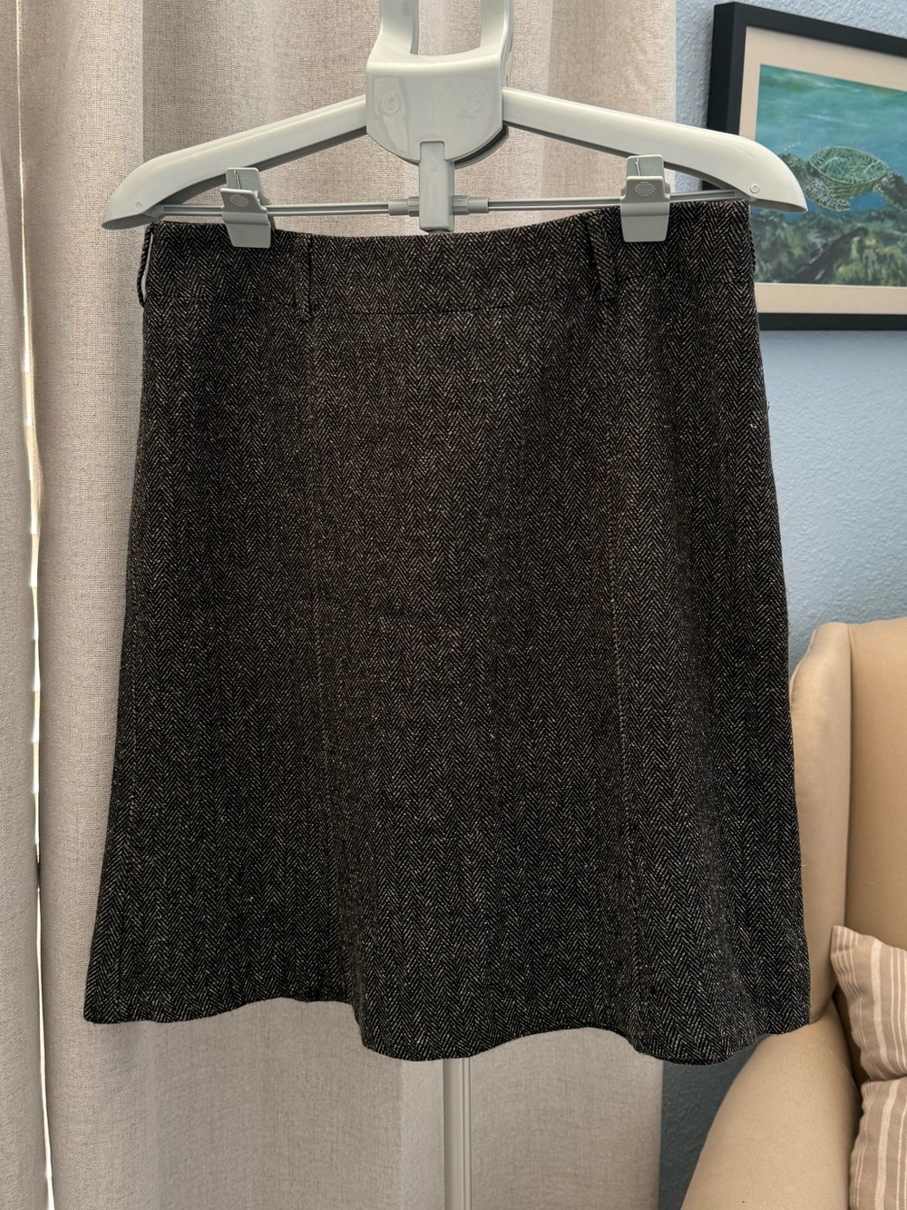New York & Company Classic Dark Academia Gray A-Line Skirt with Belt Loops